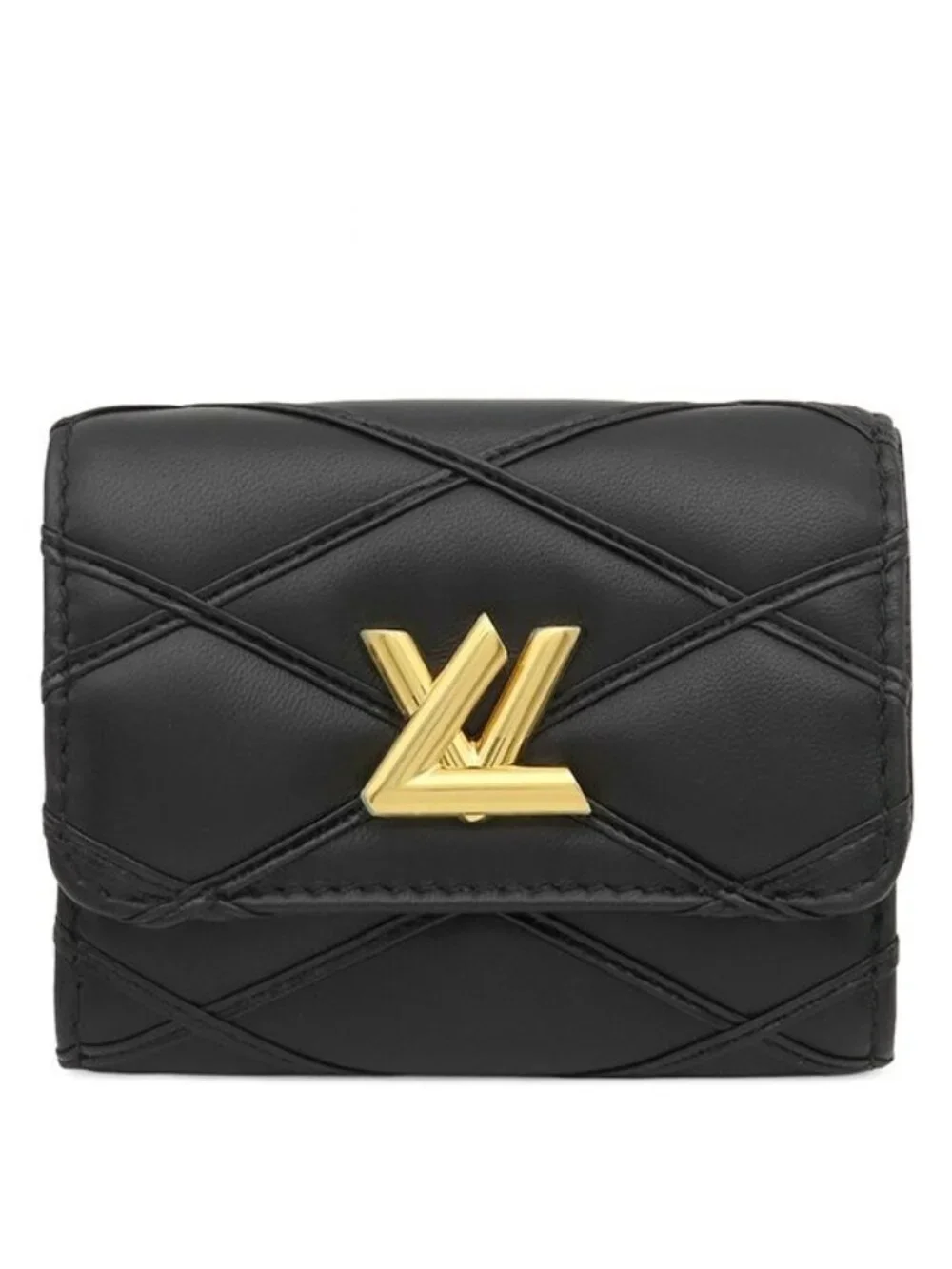 Louis Vuitton Bifold Wallet Rosalie Lambskin Noir Gold Maltage